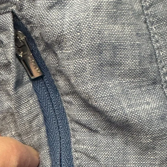 Athleta Cabo Chambray Blue linen joggers - Picture 3 of 6